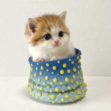 ブリティッシュショートヘア【奈良県・男の子・2026年1月10日・ゴールデン&ホワイト💛🤍（ショートヘア）】の写真「国内では珍しいゴールデンバイカラーのハチワレ💛」